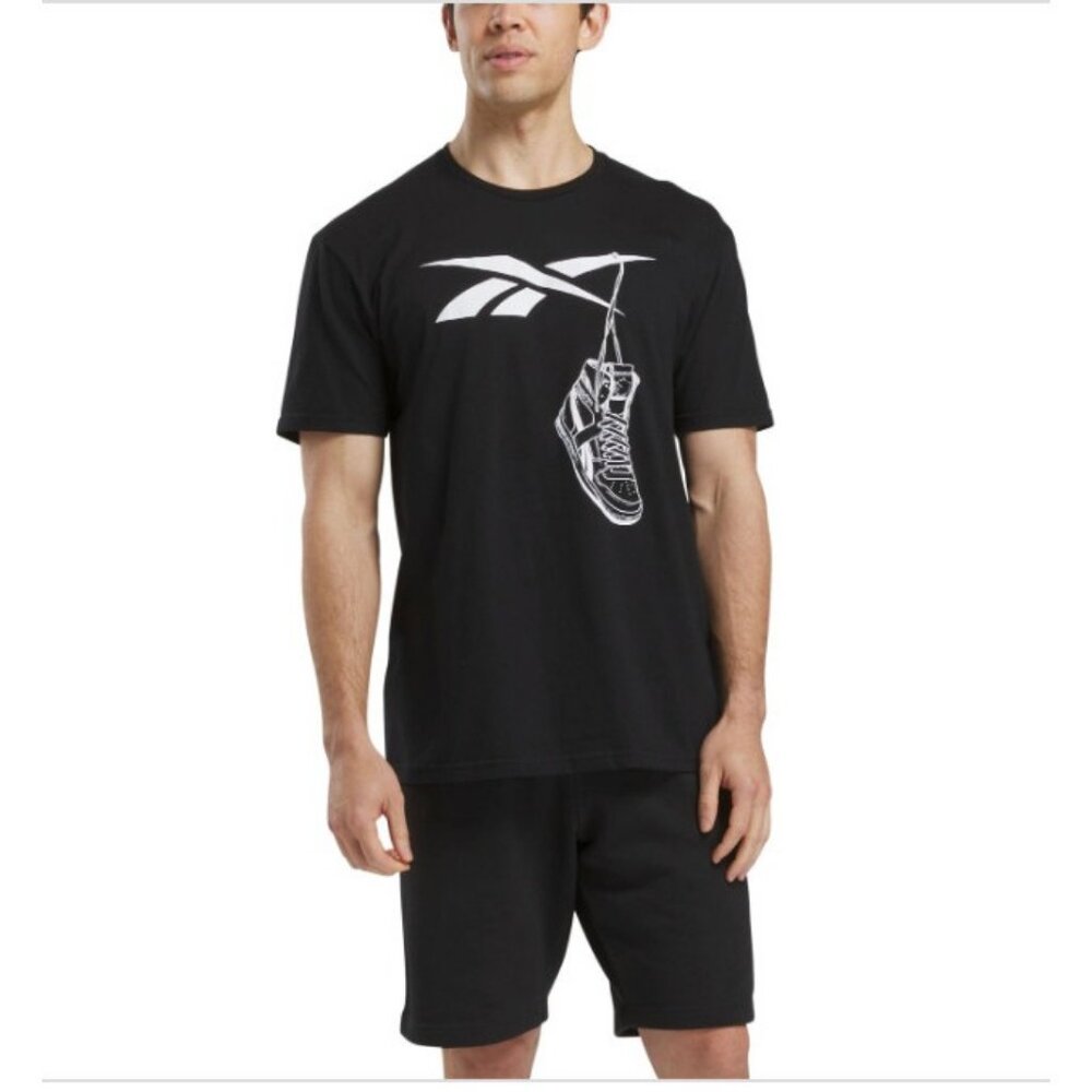 Reebok Men's Practice Logo Sneaker Graphic T-Shirt - Black Size L